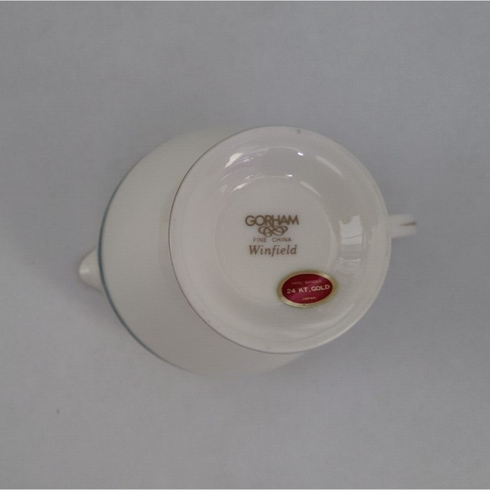 Gorham Winfield Japan Creamer 24 KT Gold Hand Banded Fine China White Green - Picture 5 of 6